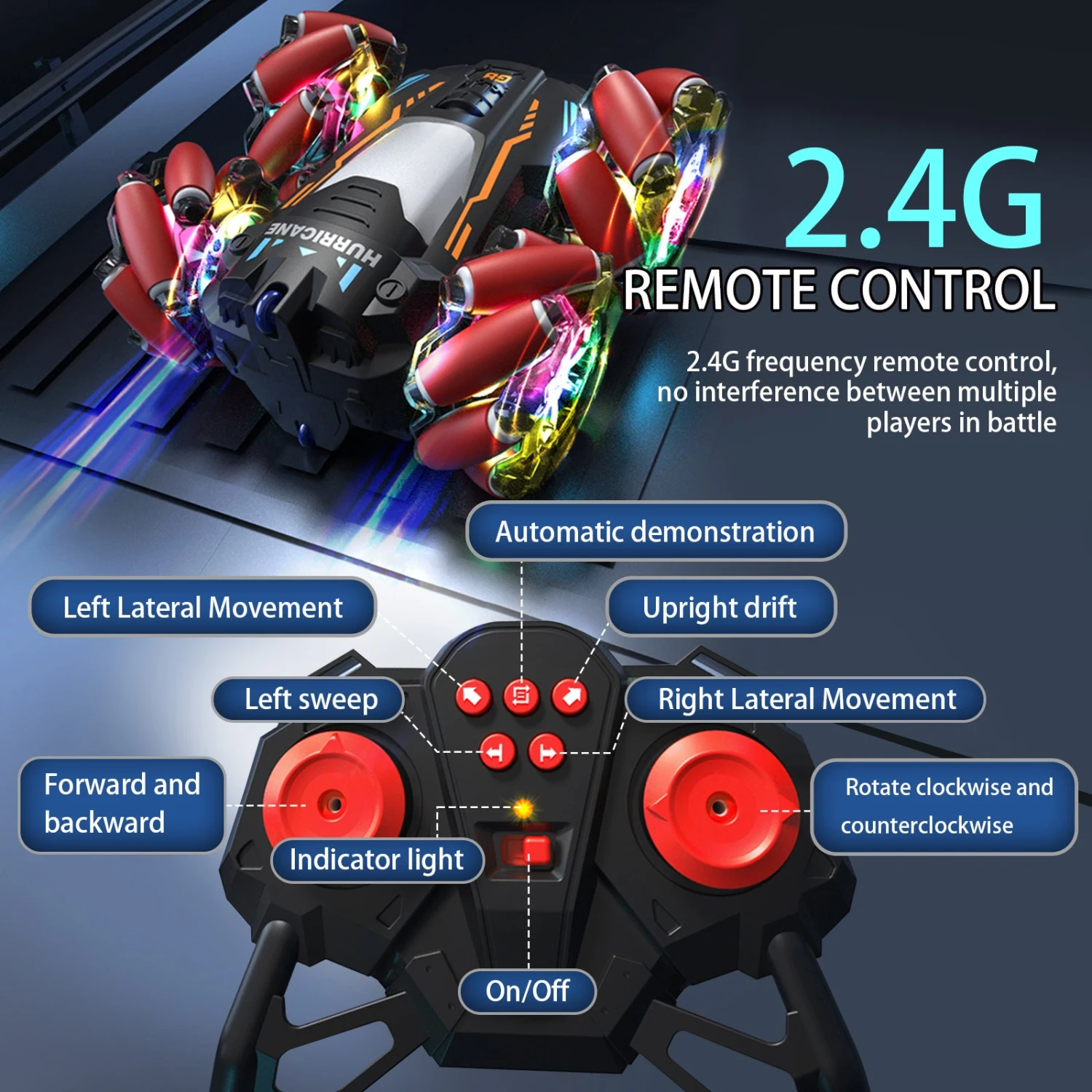 Gesture Sensing RC Stunt Car Remote Control RC Drift Car W/ Music And LED Lights 10 Gesture Sensing RC Stunt Car Remote Control RC Drift Car W/ Music And LED Lights - Image 10