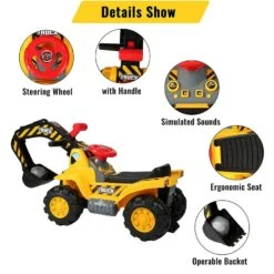 Kids Ride-on Excavator Toys Outdoor Digger And Bulldozer Truck With Safety Helmet And Simulation Sound 16 Kids Ride-on Excavator Toys Outdoor Digger And Bulldozer Truck With Safety Helmet And Simulation Sound -Sun Baby Sales Store Toddler Ride On Excavator 2