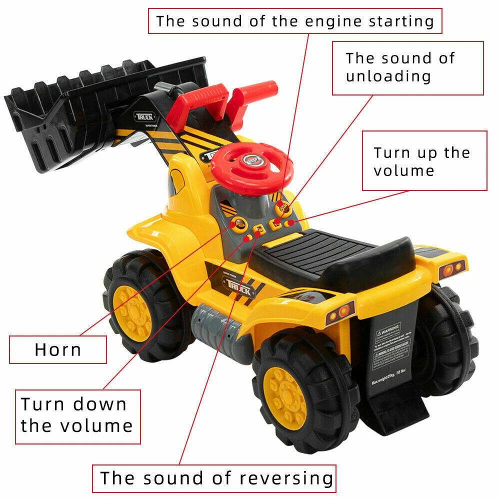 Kids Ride-on Excavator Toys Outdoor Digger And Bulldozer Truck With Safety Helmet And Simulation Sound 6 Kids Ride-on Excavator Toys Outdoor Digger And Bulldozer Truck With Safety Helmet And Simulation Sound - Image 6