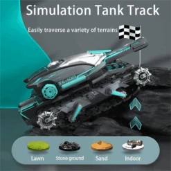2.4G Remote Control Tank Water Bomb Car Tracked Battle Tank Car Two Controls For Kids 16 2.4G Remote Control Tank Water Bomb Car Tracked Battle Tank Car Two Controls For Kids -Sun Baby Sales Store Water Bomb Sideway Tracked Tank 2 4G Gravity Watch RC Vehicle with Light Music 360 Rotate Stunt Car