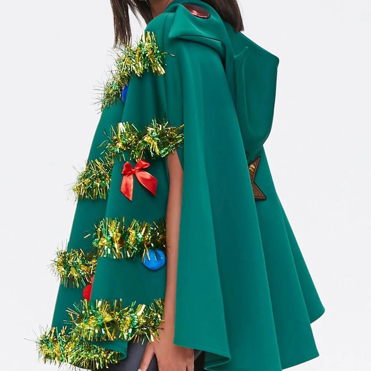 Women Christmas Tree Costume Shiny Sequin Hoodie Cape For 2023 Christmas Party 3 Women Christmas Tree Costume Shiny Sequin Hoodie Cape For 2023 Christmas Party - Image 3