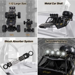 1/12 Large RC Monster Truck 2.4G 4WD Metal Remote Control Car Kids RC Toys -Sun Baby Sales Store actual color black 04