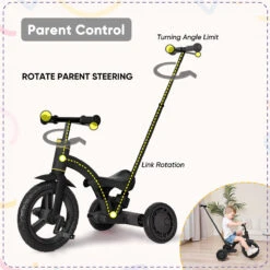 Stroller Bike 4 In 1 Tricycle With Detachable Push Bar Toddler Balance Bike Ride On Toys 22 Stroller Bike 4 In 1 Tricycle With Detachable Push Bar Toddler Balance Bike Ride On Toys -Sun Baby Sales Store actual color black 05