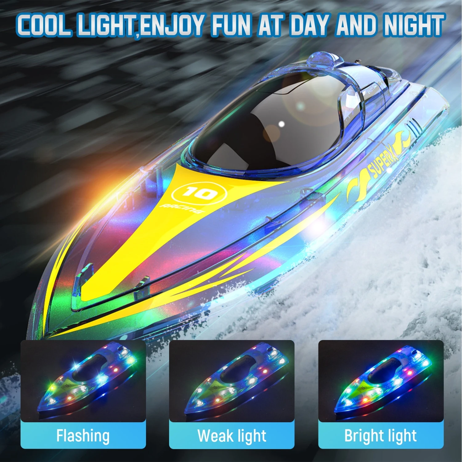 Remote Control Speedboat 15KM/H Waterproof Electric Colorful Boat Water Toy For Kids 7 Remote Control Speedboat 15KM/H Waterproof Electric Colorful Boat Water Toy For Kids - Image 7