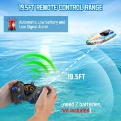 Remote Control Speedboat 15KM/H Waterproof Electric Colorful Boat Water Toy For Kids 17 Remote Control Speedboat 15KM/H Waterproof Electric Colorful Boat Water Toy For Kids -Sun Baby Sales Store actual color blue 05