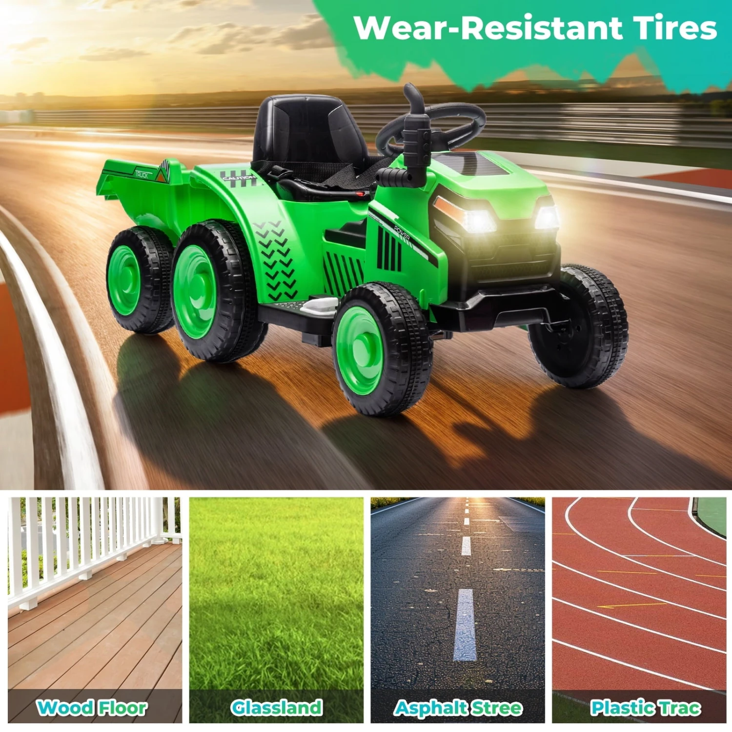 12V Ride On Tractor With Wagon & Safety Belt Battery Powered Ride On Toys For Boys Girls 6 12V Ride On Tractor With Wagon & Safety Belt Battery Powered Ride On Toys For Boys Girls - Image 6