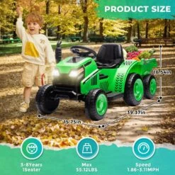 12V Ride On Tractor With Wagon & Safety Belt Battery Powered Ride On Toys For Boys Girls 12 12V Ride On Tractor With Wagon & Safety Belt Battery Powered Ride On Toys For Boys Girls -Sun Baby Sales Store actual color green 05 52c15390 225f 4eb7 ace9 3b90a5d3878b