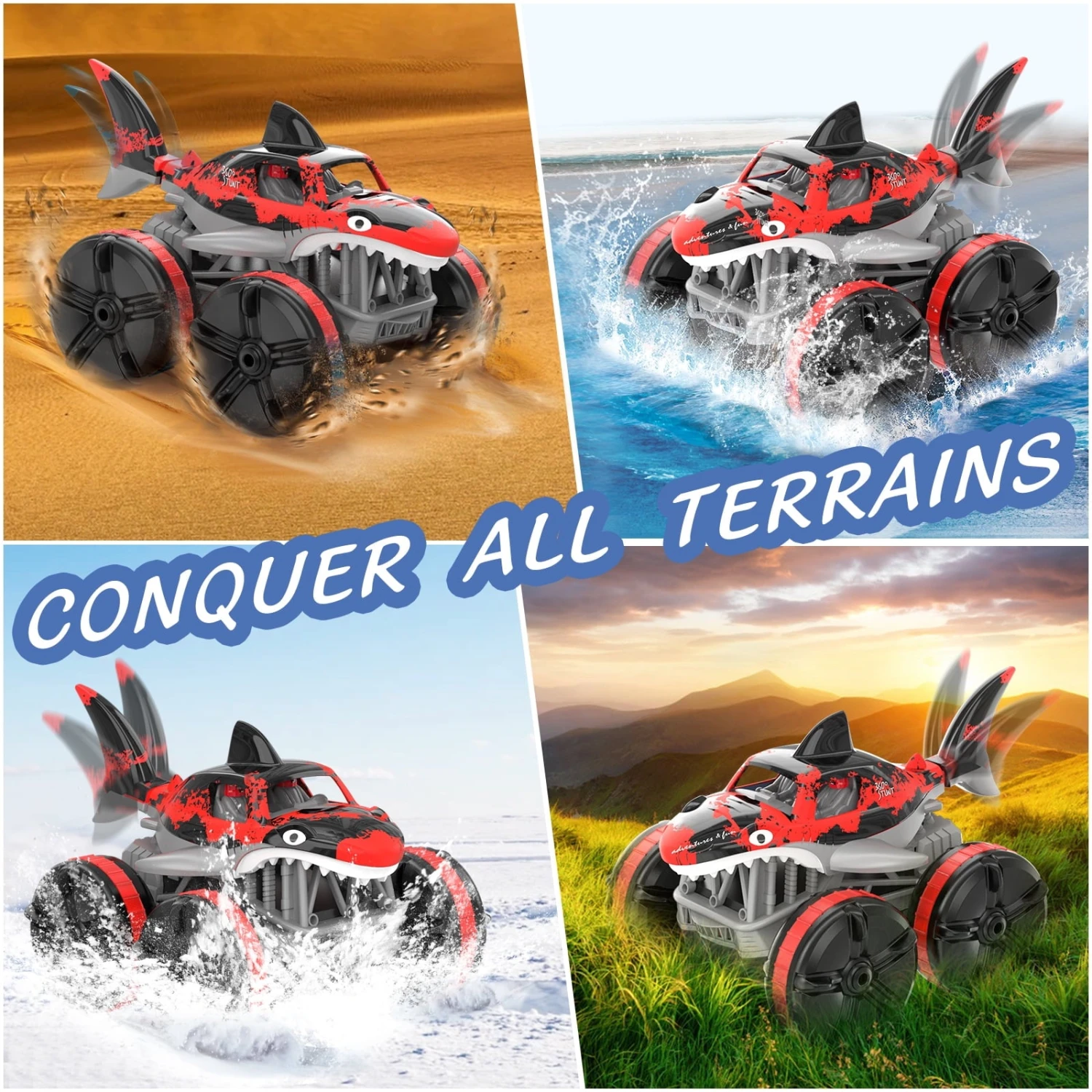 2.4G Amphibious RC Car Shark 360° Rotation Stunt Vehicle Waterproof RC Off-road Car 6 2.4G Amphibious RC Car Shark 360° Rotation Stunt Vehicle Waterproof RC Off-road Car - Image 6