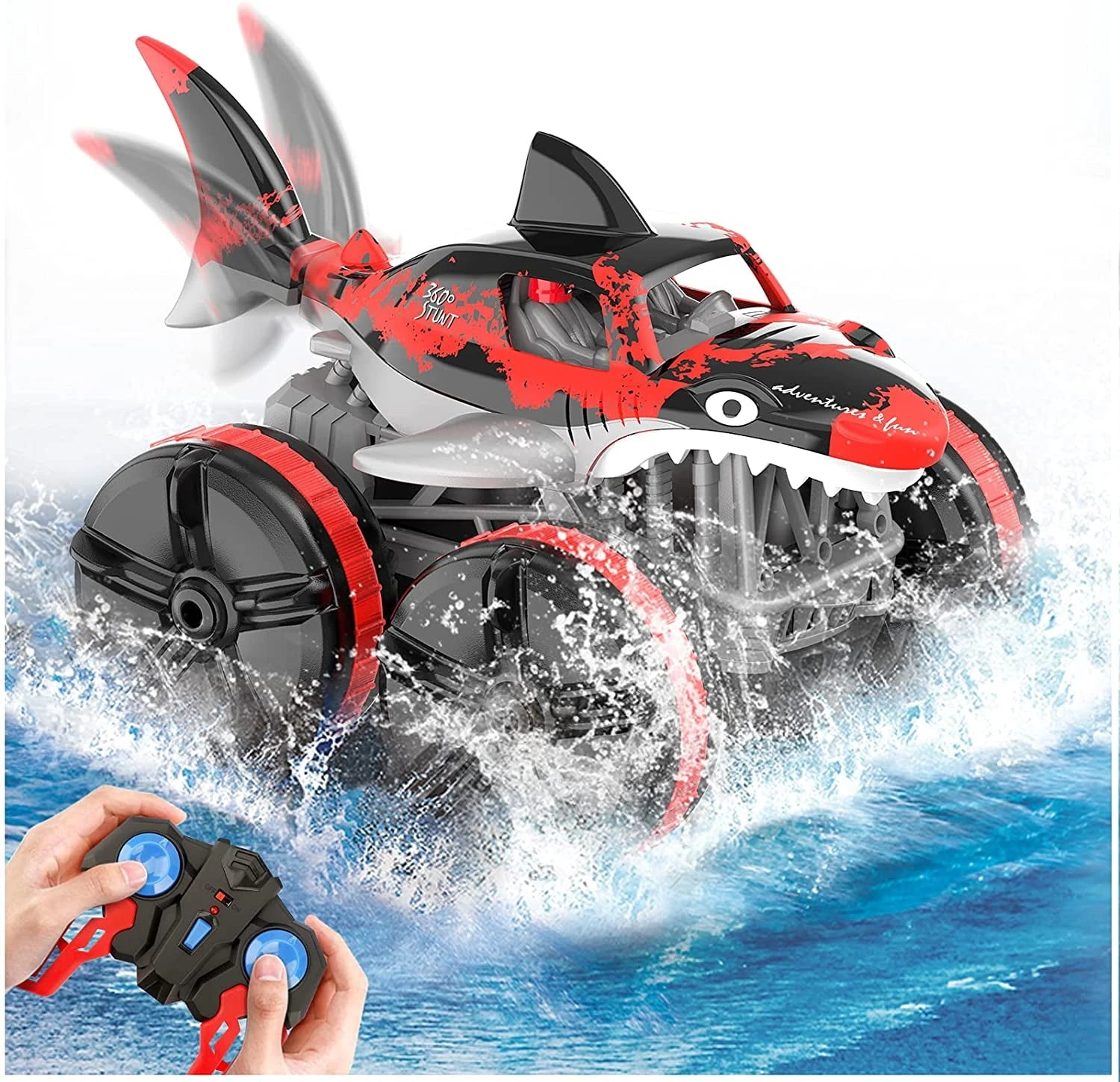 2.4G Amphibious RC Car Shark 360° Rotation Stunt Vehicle Waterproof RC Off-road Car 1 2.4G Amphibious RC Car Shark 360° Rotation Stunt Vehicle Waterproof RC Off-road Car