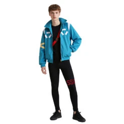 Mens Roronoa Cosplay Costume Egghead Island Blue Jumpsuit Coat And Gloves Full Set