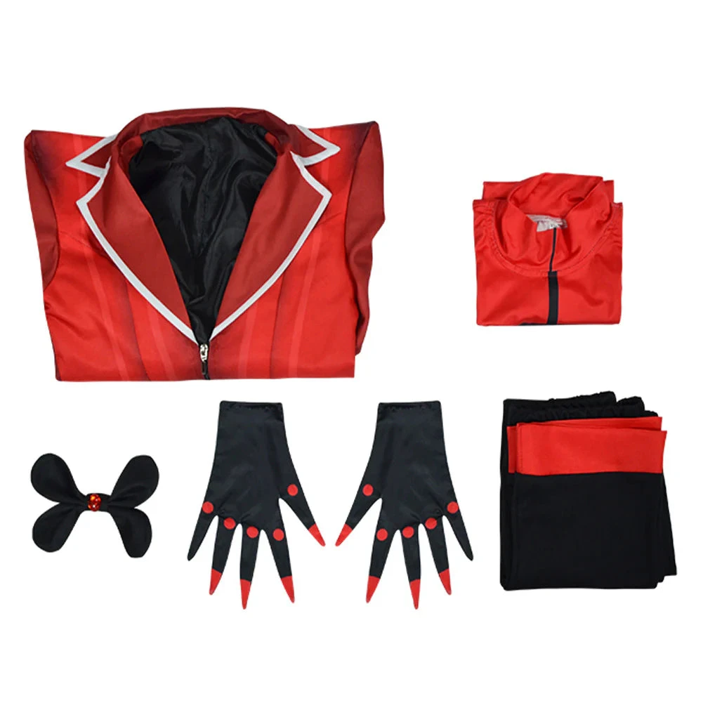 Kids Alastor Cosplay Suit Hazbin Hotel Children Red Costume Full Set 5 Kids Alastor Cosplay Suit Hazbin Hotel Children Red Costume Full Set - Image 5