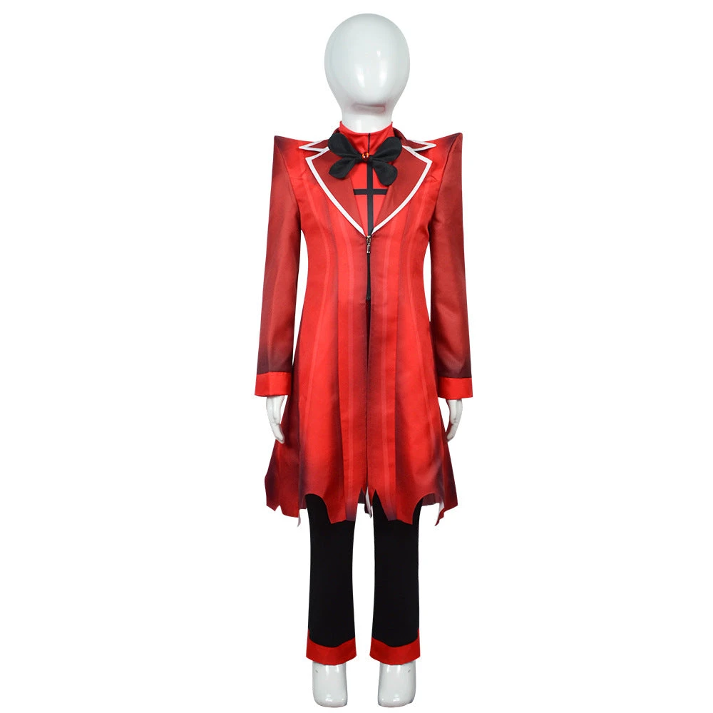 Kids Alastor Cosplay Suit Hazbin Hotel Children Red Costume Full Set 1 Kids Alastor Cosplay Suit Hazbin Hotel Children Red Costume Full Set