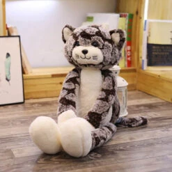 Kid Cat Plush Toys Cute Stuffed Animals Soft Fluffy Cat Dolls With Long Legs For Birthday Gift