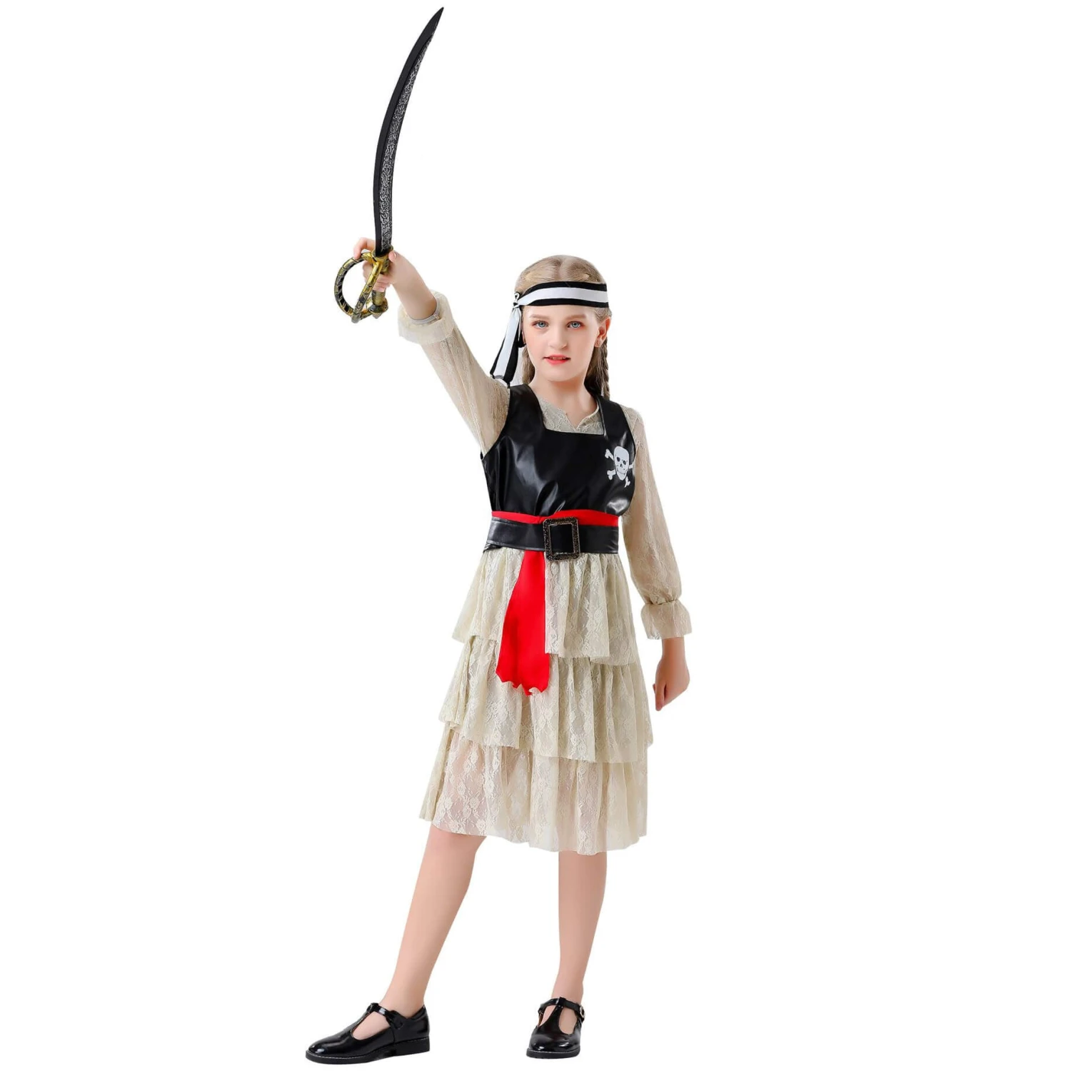 Girl Pirate Outfit Sea Caribbean Cosplay Dress Childrens Pirate Costume 5 Girl Pirate Outfit Sea Caribbean Cosplay Dress Childrens Pirate Costume - Image 5
