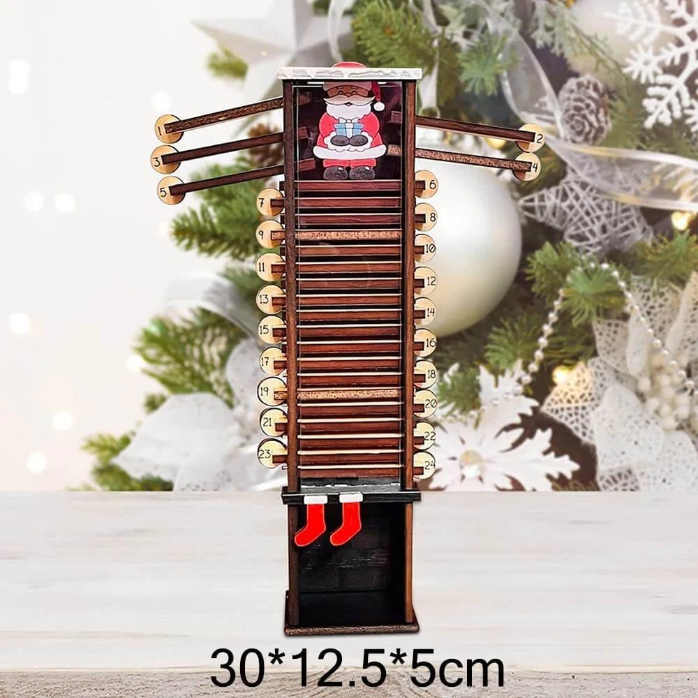 Christmas Countdown Calendar Santa Claus Down The Chimney Ornament Wooden Christmas Advent Gift For Kids 2 Christmas Countdown Calendar Santa Claus Down The Chimney Ornament Wooden Christmas Advent Gift For Kids - Image 2