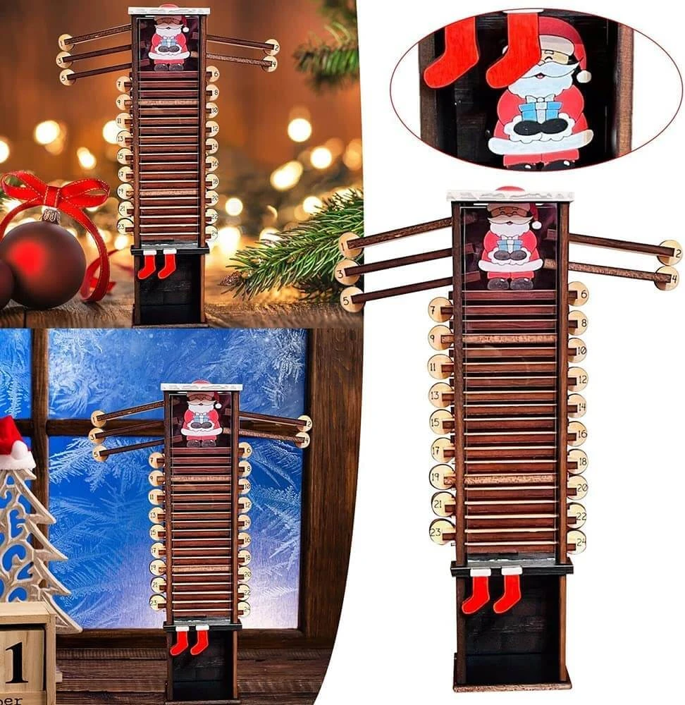 Christmas Countdown Calendar Santa Claus Down The Chimney Ornament Wooden Christmas Advent Gift For Kids 4 Christmas Countdown Calendar Santa Claus Down The Chimney Ornament Wooden Christmas Advent Gift For Kids - Image 4