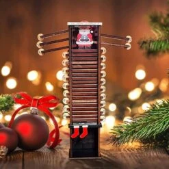 Christmas Countdown Calendar Santa Claus Down The Chimney Ornament Wooden Christmas Advent Gift For Kids