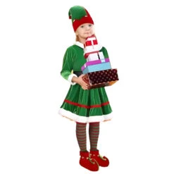 Girls Elf Costume Soft Velvet Xmas Party Outfits Kids Elf Suit 15 Girls Elf Costume Soft Velvet Xmas Party Outfits Kids Elf Suit -Sun Baby Sales Store christmas elf costume 4