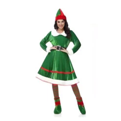 Ladies Elf Costume Soft Velvet Xmas Party Outfits Womens Elf Suit -Sun Baby Sales Store christmas elf costume 6