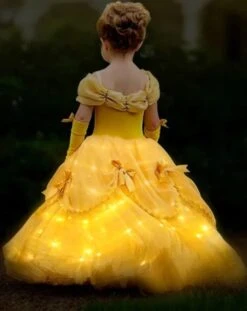 Belle Costume Girl Princess Dress Light Up Dress Glowing Party Dress Birthday Dress -Sun Baby Sales Store clothing size 5t 03