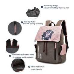 High Quality Tanjiro Canvas Backpack Nezuko Zenitsu Giyu Schoolbag Laptops Back Pack Large Capacity Travel Bag -Sun Baby Sales Store demon slayer bezuko school bag 1