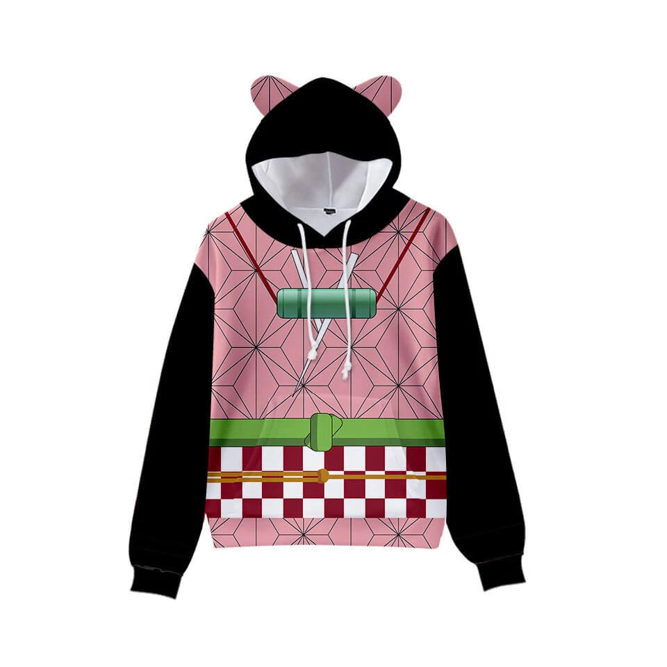 Kids Tanjiro Hoodie Nezuko Sweatshirt With Cat Ears Shinobu Kyojuro Kanao Zenitsu Giyu Costume For Boys And Girls 2 Kids Tanjiro Hoodie Nezuko Sweatshirt With Cat Ears Shinobu Kyojuro Kanao Zenitsu Giyu Costume For Boys And Girls - Image 2