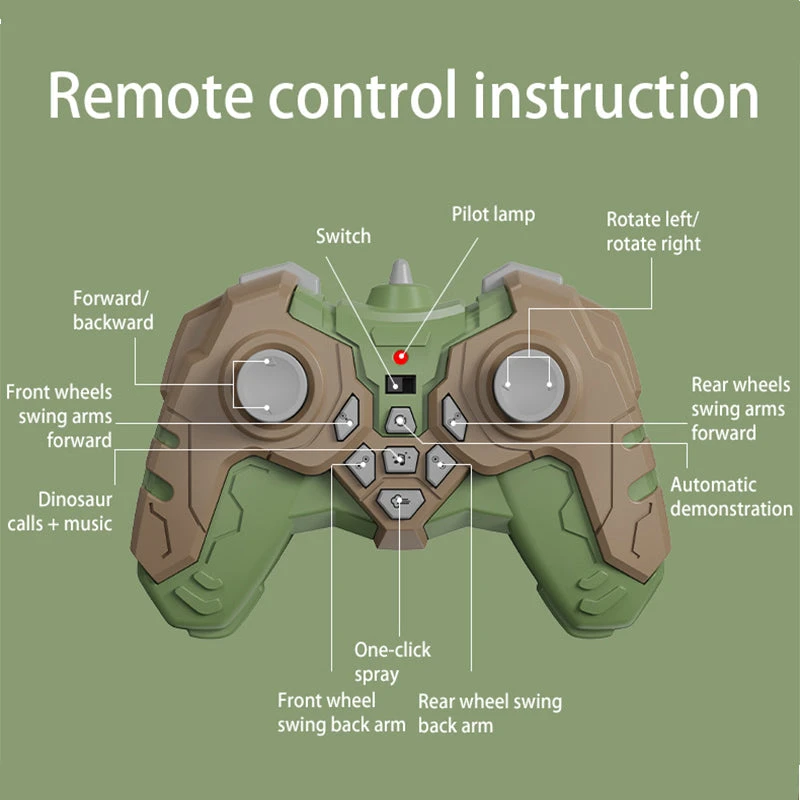 2.4G RC Stunt Car Eight-wheeled Dino Spray Deformation Car Tyrannosaurus Rex Climbing Car 10 2.4G RC Stunt Car Eight-wheeled Dino Spray Deformation Car Tyrannosaurus Rex Climbing Car - Image 10