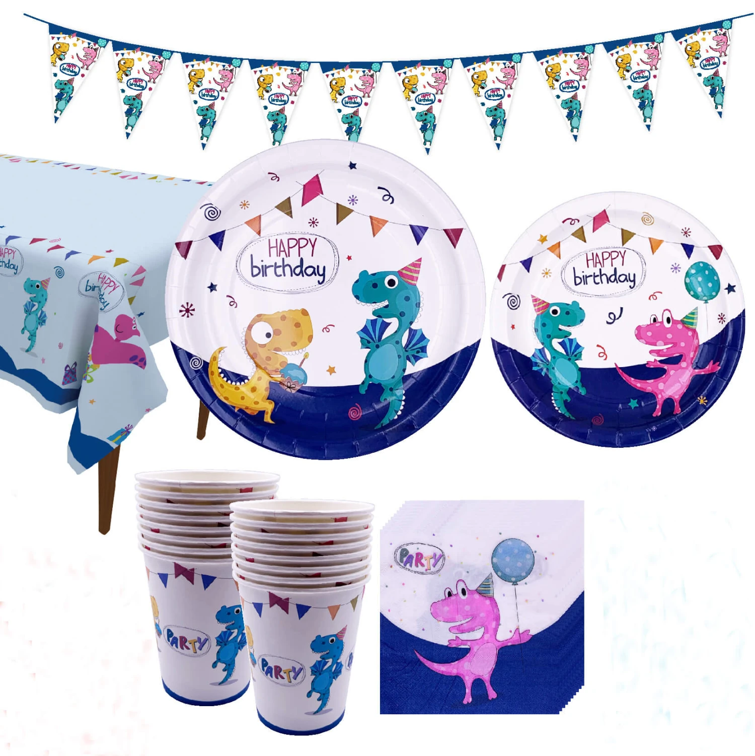 Dinosaur Birthday Party Tableware Set Disposable Dinner Dessert Plates Napkins Tablecloth And Cups 2 Dinosaur Birthday Party Tableware Set Disposable Dinner Dessert Plates Napkins Tablecloth And Cups - Image 2