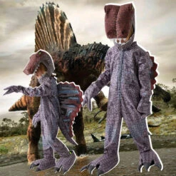 Kids Dinosaur Costume Spinosaurus Onesie Helmet Gloves And Foot Covers 4pcs Set Realistic Dino Outfit For Halloween Party -Sun Baby Sales Store dinosaur costume 1