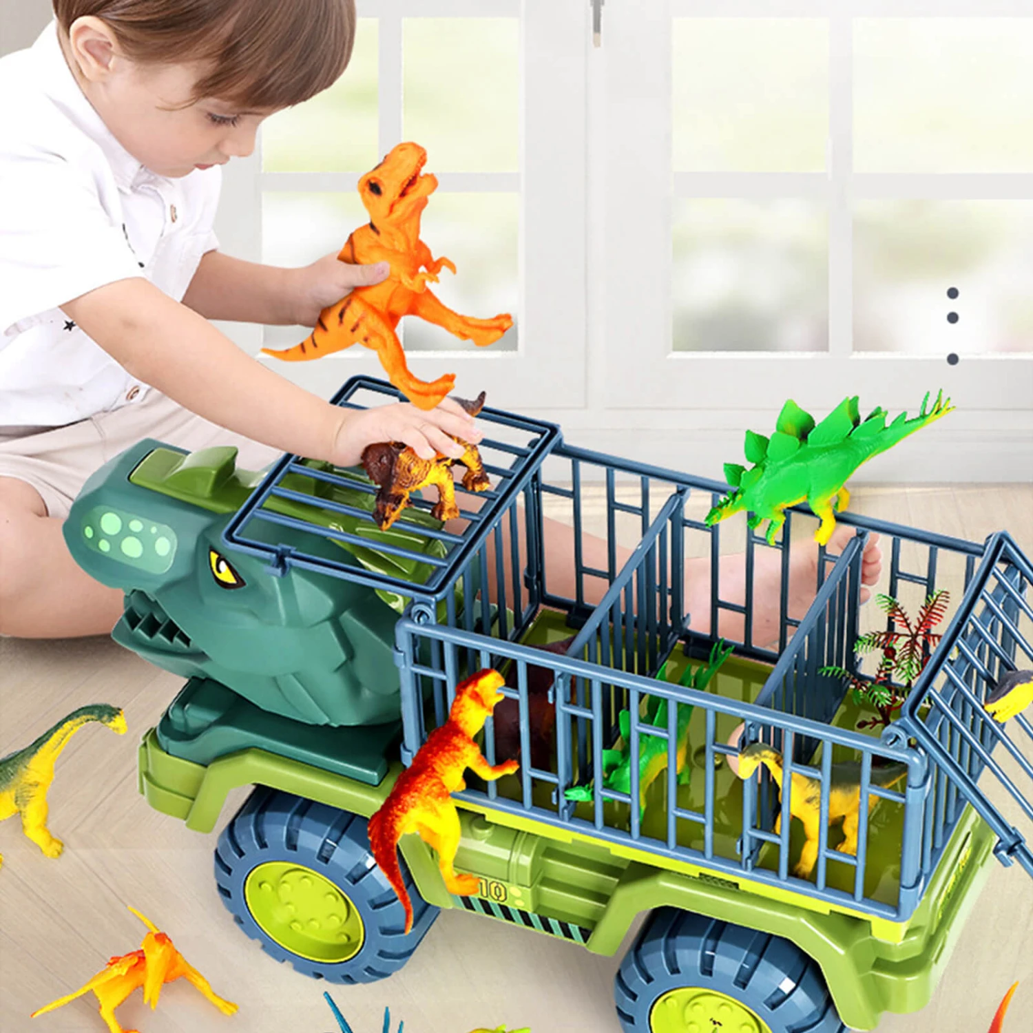 Kids Dinosaur Transport Car Carrier Truck With 3 Dino Toys Friction Powered Dinosaur Set For Boys Girls 4 Kids Dinosaur Transport Car Carrier Truck With 3 Dino Toys Friction Powered Dinosaur Set For Boys Girls - Image 4
