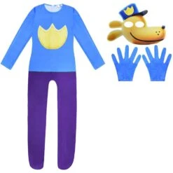 Kids Dog Police Costume Unisex Jumpsuit Mask And Gloves Uniform For Comic Con
