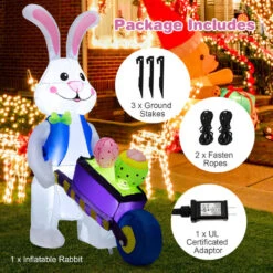Easter Inflatable Bunny 6 FT High Easter Bunny With Basket Easter Outdoor Decorations For Yard Lawn -Sun Baby Sales Store easter inflatable 4
