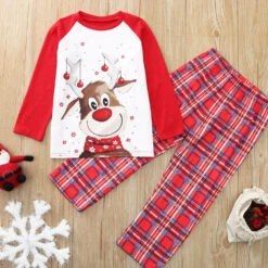 Family Christmas Pajamas For Whole Members Santa's Deer Sleepwear Pjs Set -Sun Baby Sales Store family christmas pajamas 1