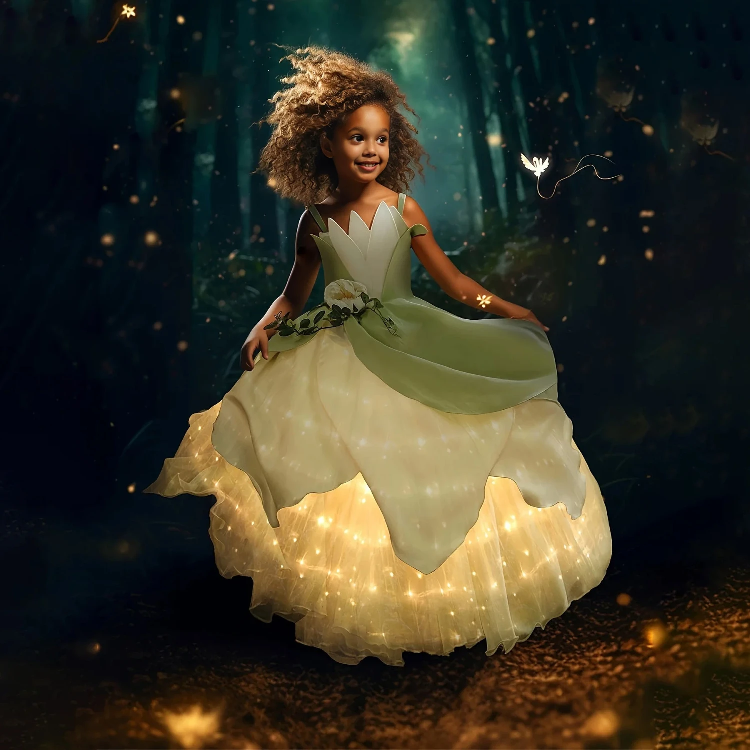 Tiana Frog Princess Costume Princess Light Up Dress Girls Off Shoulder Party Dress 1 Tiana Frog Princess Costume Princess Light Up Dress Girls Off Shoulder Party Dress