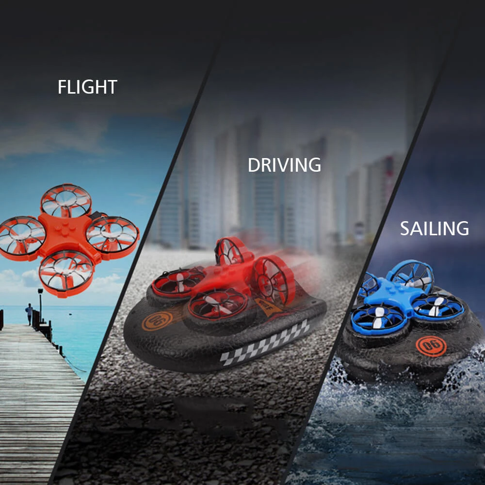 Mini RC Drone Boat Car 3in1 Remote Control Aircraft Speedboat Racing Car Toy For Kids 5 Mini RC Drone Boat Car 3in1 Remote Control Aircraft Speedboat Racing Car Toy For Kids - Image 5