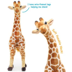55inch/140cm Giraffe Plush Toys Giant Lifelike Animal Cute Soft Stuffed Dolls For Kids Adult Gift -Sun Baby Sales Store giraffe plush toy 2