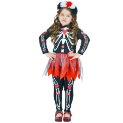 Boys Girls Halloween Scary Skeleton Suit Kids Skull Role Play Costume Corpse Bride Fancy Dress -Sun Baby Sales Store girls Skeleton Suit corpse bride 2