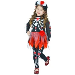 Boys Girls Halloween Scary Skeleton Suit Kids Skull Role Play Costume Corpse Bride Fancy Dress -Sun Baby Sales Store girls Skeleton Suit corpse bride 3