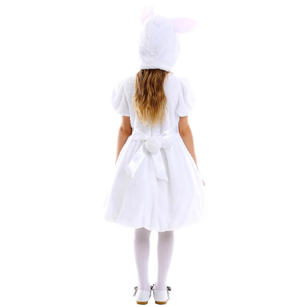 Kids Plush Bunny Dress Soft Fuzzy Bunny Costume For Girls 5-10 Years 3 Kids Plush Bunny Dress Soft Fuzzy Bunny Costume For Girls 5-10 Years - Image 3