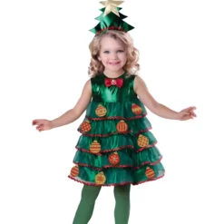 Girls Christmas Costume Xmas Tree Dress And Hat Green Outfit For Party 5 Girls Christmas Costume Xmas Tree Dress And Hat Green Outfit For Party -Sun Baby Sales Store girls christmas tree dress 1