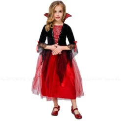Girls Vampire Costume Red Black Dress Halloween Masquerade Party Scary Performance Cosplay Costumes 11 Girls Vampire Costume Red Black Dress Halloween Masquerade Party Scary Performance Cosplay Costumes -Sun Baby Sales Store girls vampire dress 5