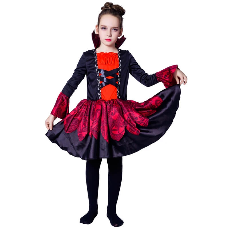 Girls Vampire Costume Red Black Dress Halloween Masquerade Party Scary Performance Cosplay Costumes 7 Girls Vampire Costume Red Black Dress Halloween Masquerade Party Scary Performance Cosplay Costumes - Image 7