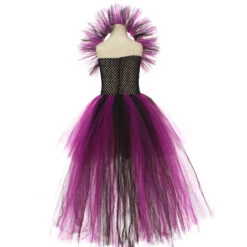 Girls Witch Costume Evil Queen High-low Tutu Dress With Horns Headband And Witch Wings For Cosplay -Sun Baby Sales Store gothic witch outfits 4