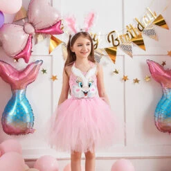 Girls Lovely Bunny Tutu Dress With Headband Backless Bunny Costume -Sun Baby Sales Store grils easter day dress bunny 5