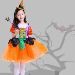 Girls Halloween Cosplay Costume Witch Dress Hat Candy Bag And Magic Stick Sets For Role Play 19 Girls Halloween Cosplay Costume Witch Dress Hat Candy Bag And Magic Stick Sets For Role Play -Sun Baby Sales Store halloween witch cosplay costume hat sets 11
