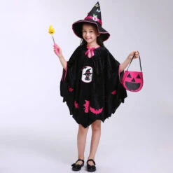 Girls Halloween Cosplay Costume Witch Dress Hat Candy Bag And Magic Stick Sets For Role Play 21 Girls Halloween Cosplay Costume Witch Dress Hat Candy Bag And Magic Stick Sets For Role Play -Sun Baby Sales Store halloween witch cosplay costume hat sets 4
