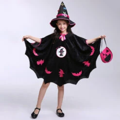 Girls Halloween Cosplay Costume Witch Dress Hat Candy Bag And Magic Stick Sets For Role Play 20 Girls Halloween Cosplay Costume Witch Dress Hat Candy Bag And Magic Stick Sets For Role Play -Sun Baby Sales Store halloween witch cosplay costume hat sets 5