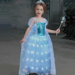 Light Up Dress For Elsa Girls Princess Dress Snow Queen Birthday Dress Party Dress -Sun Baby Sales Store iSmartta faceswap11