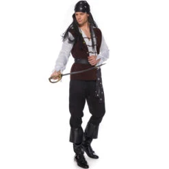 Pirate Costume Deluxe Men Captain Sparrow Costume Caribbean Buccaneer Privateer Cosplay Halloween Costume -Sun Baby Sales Store jack sparrow costume 6