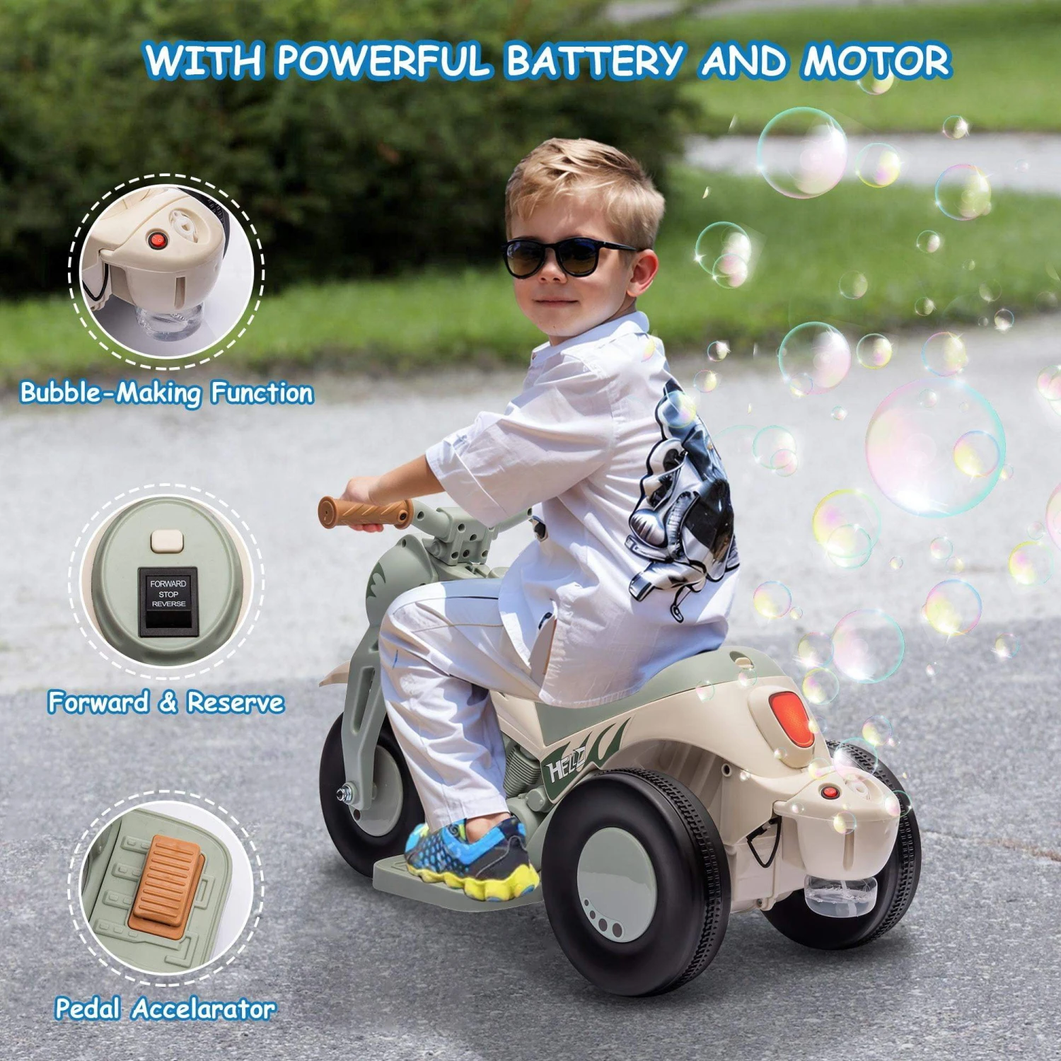 6V Kids Electric Motorcycle 3 Wheels Bubble Car Battery Power Ride On Car With Light Music 5 6V Kids Electric Motorcycle 3 Wheels Bubble Car Battery Power Ride On Car With Light Music - Image 5